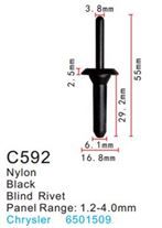 Клипса для крепления внутренней обшивки а/м Крайслер пластиковая, 100 шт Forsage C0592(Chrysler)