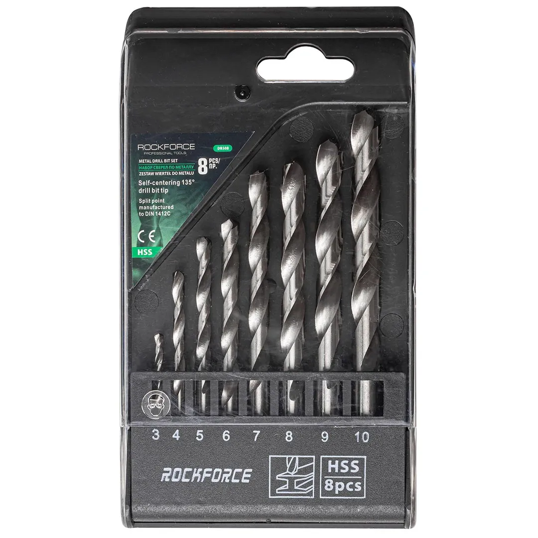 Набор сверл по металлу HSS 8 пр. 3-10 мм RockForce RF-DBS08