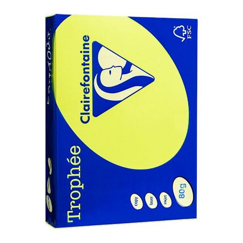 Бумага цветная "Trophée", А4, 500 листов, 80 г/м2, желтый неон