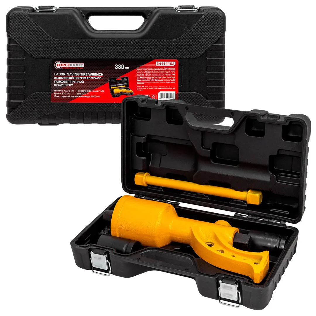 Гайковерт ручной с редуктором, передаточное число 1:78, 6800 Н/м, головки 32, 33 мм ForceKraft FK-34114102
