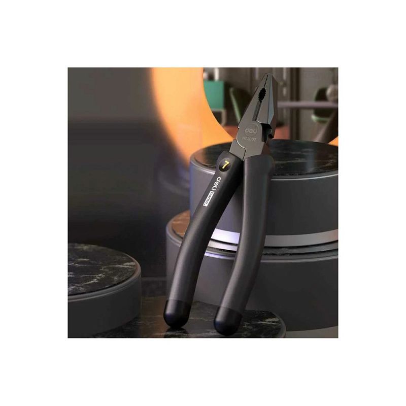 Длинногубцы Deli HS EHT2007, 180 мм, Soft Touch, черный