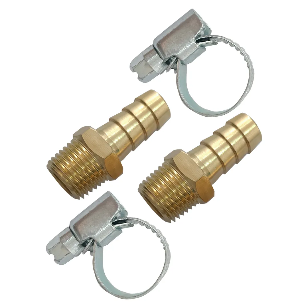 Переходник, наруж. резьба 1/2"-"елочка" 18 мм, 2 шт, хомуты для крепежа, в блистере