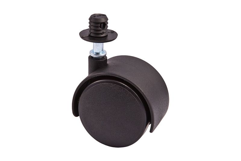 Колесо меб. пласт. d50 со штоком и втулкой, черный тип2 AKS 25176