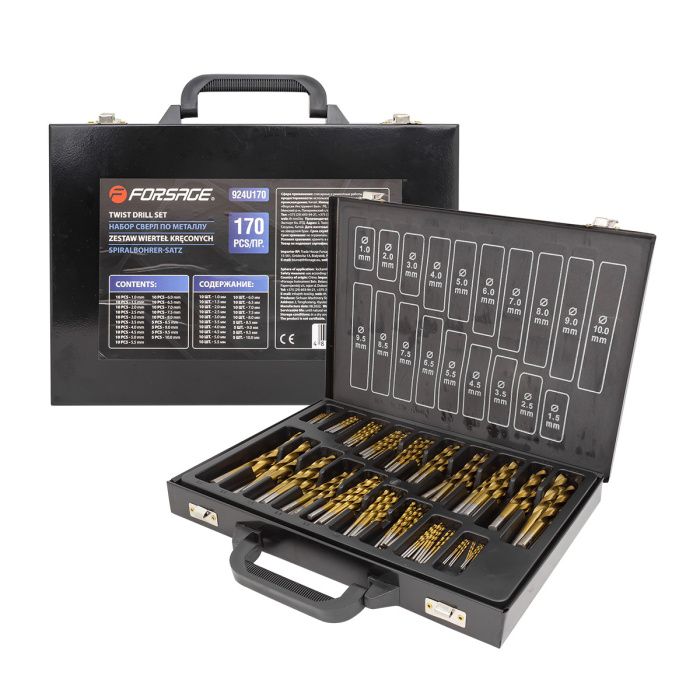 Набор сверл по металлу 170 пр. 1-10 мм Forsage F-924U170