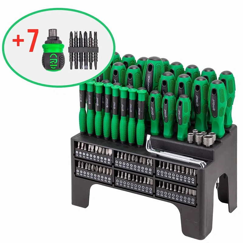 Набор отверток и бит 100 пр RockForce RF-10100+7