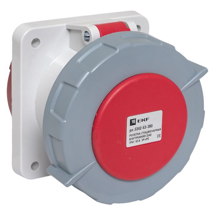 Розетка стационарная внутренняя 3342 3Р+РЕ 63А 380В IP67 EKF PROxima ps-3342-63-380