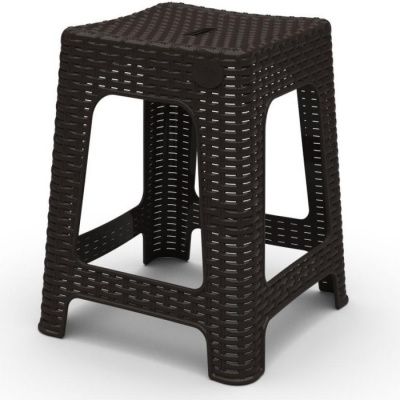 Табурет квадратный Rattan 363×363×448мм горький шоколад Пластик Репаблик ING6181ГШК