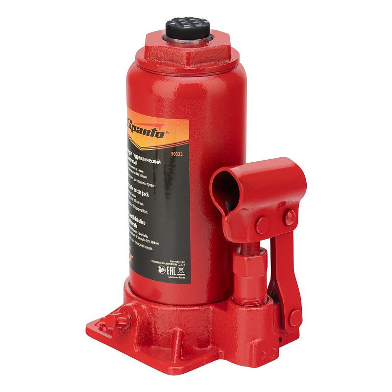 Домкрат гидравлический бутылочный, 5 т, 195-380 мм Sparta 50323
