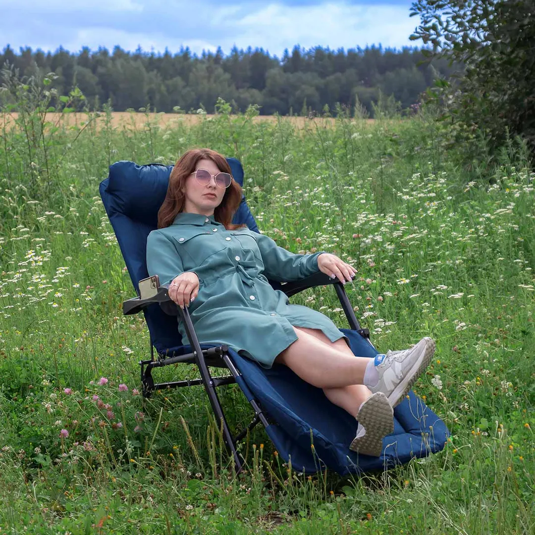 Шезлонг складной, синий Forsage F-FG-HY-8000B