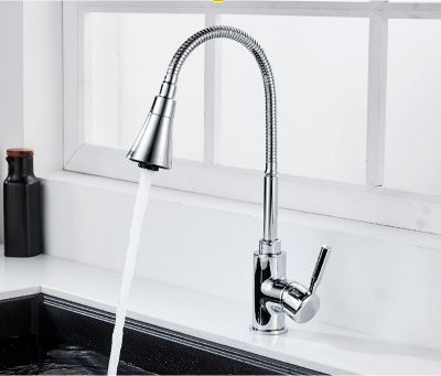 Смеситель для кухни с гибким изливом и 2-х режимной лейкой, латунь, хром Ledeme L4199