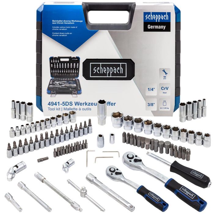 Набор инструментов 1/4''&3/8'', 94 пр. 6-гр Scheppach Sch-4941-5DS
