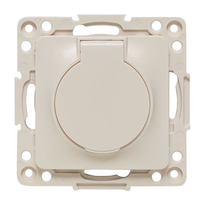 Стокгольм Механизм Розетки 1-местной с/з 16А автоматические клеммы белый с крышкой и защ, штор, IP44 EKF PROxima EYR16-028-10-44