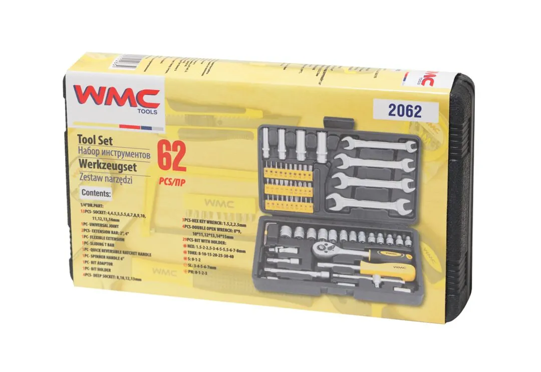 Набор инструментов 62 пр. 1/4'' 6-гр. WMC TOOLS WMC-2062