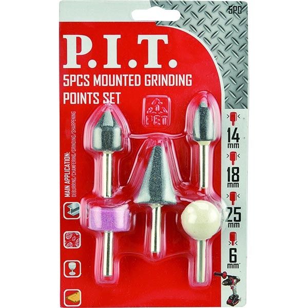 Набор шлифовальных насадок 5 шт хвостовик 6 мм PIT APLS15-05PC