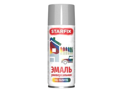 Краска-эмаль аэроз. универсальная серебряный хром Starfix 520мл (9006) (Бело-алюминевый) SM-103034-1