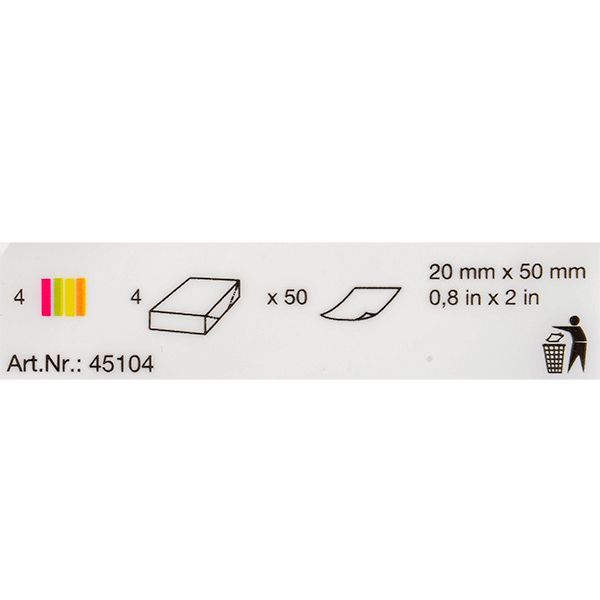 Закладки бумажные клейкие "Kores Notes", 20x50 мм, 200 шт, ассорти