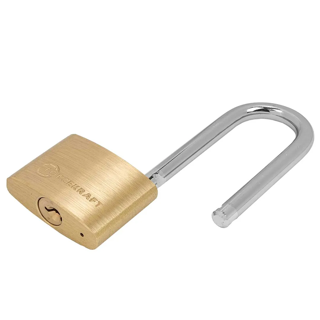 Замок навесной латунный с удлиненой дужкой 50 мм ForceKraft FK-LTY50