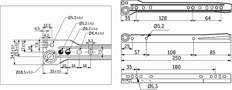 Направляющая роликовая L-250 0,8мм белая GRIDLI 122989