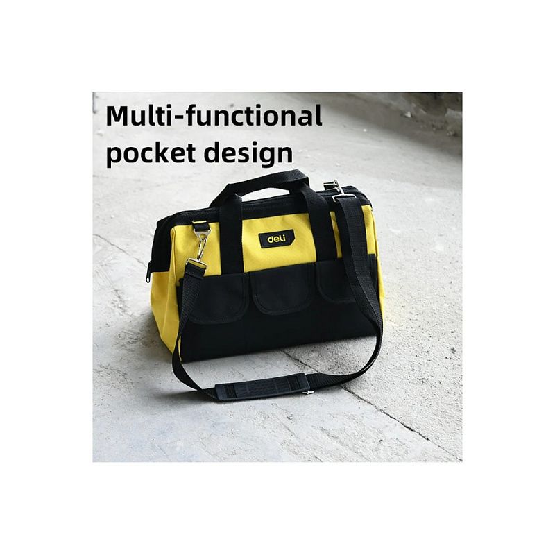 Сумка для инструментов Deli YS EDL430016, 360х180х250 мм, ткань Oxford, черный, желтый