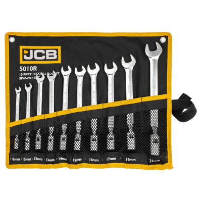 Набор ключей рожково-шарнирных 8, 10, 12-19 мм 10 пр JCB JCB-5010R