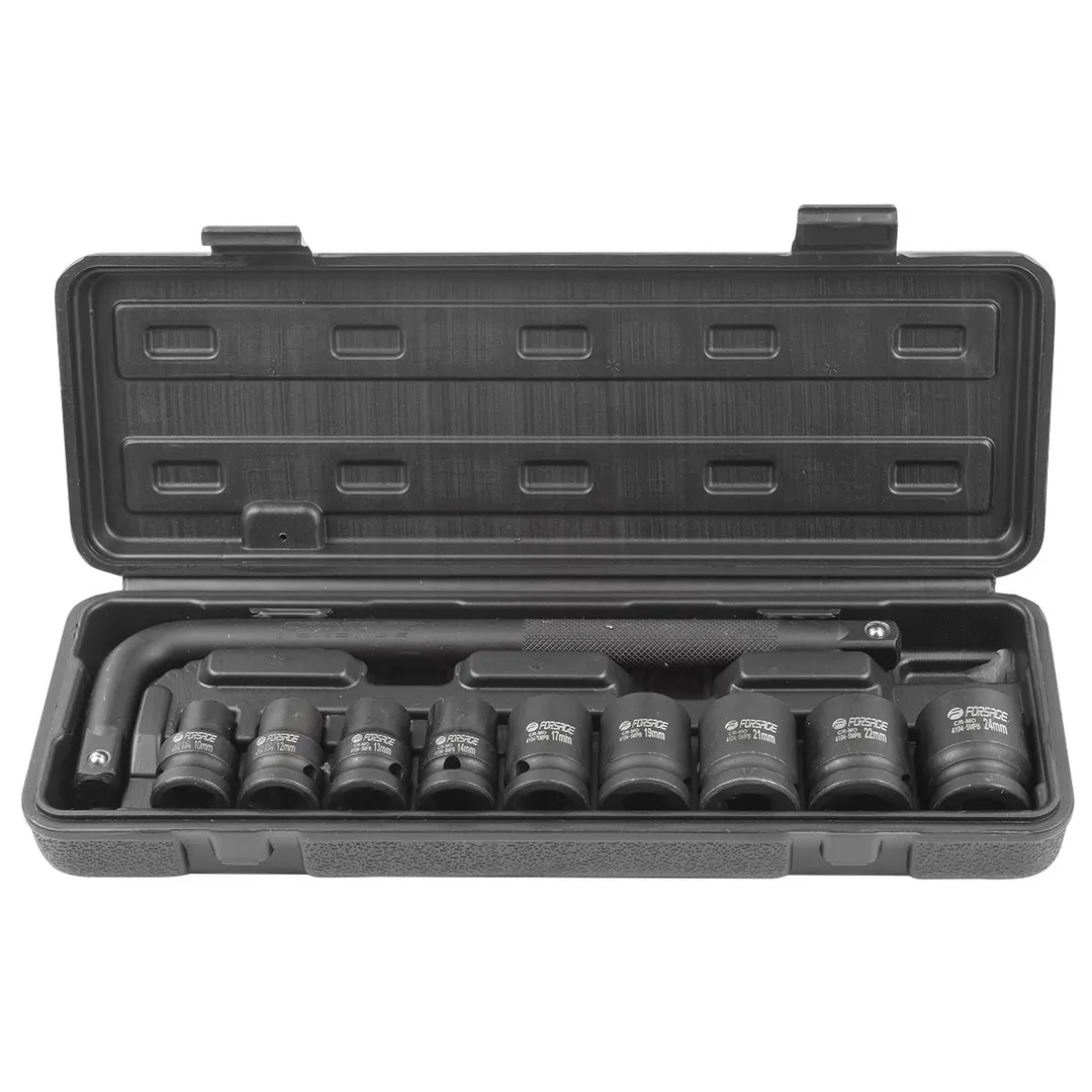 Набор головок ударных глубоких с Г-образным воротком 1/2" 10 пр. 6-гр. 10-24 мм Forsage F-4104-5MPB