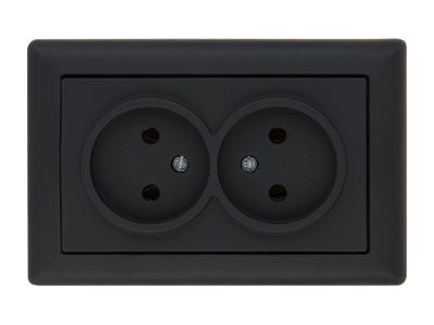 Розетка 2-ая, скрытая, б/з, черная, DARIA, 10 A, 250 V, IP 20, Mutlusan 21202030284