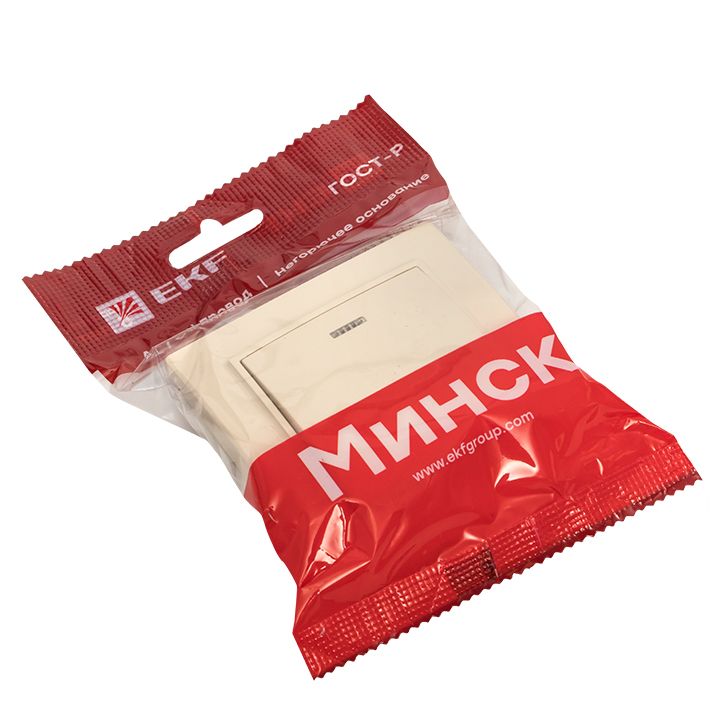 Выключатель 1-кл, СП, Минск, с индикатором 10А, бежевый EKF ERV10-121-20