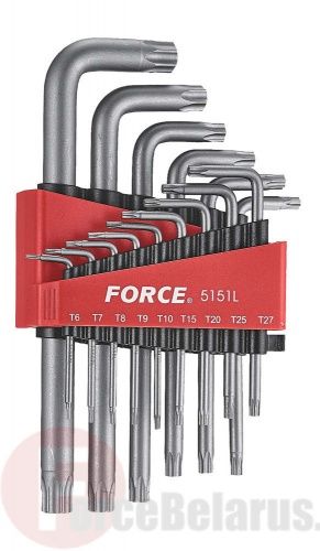 Набор Г-обр. ключей Torx с отв. длинных Т6H-Т60H 15 пр. Force 5151LT