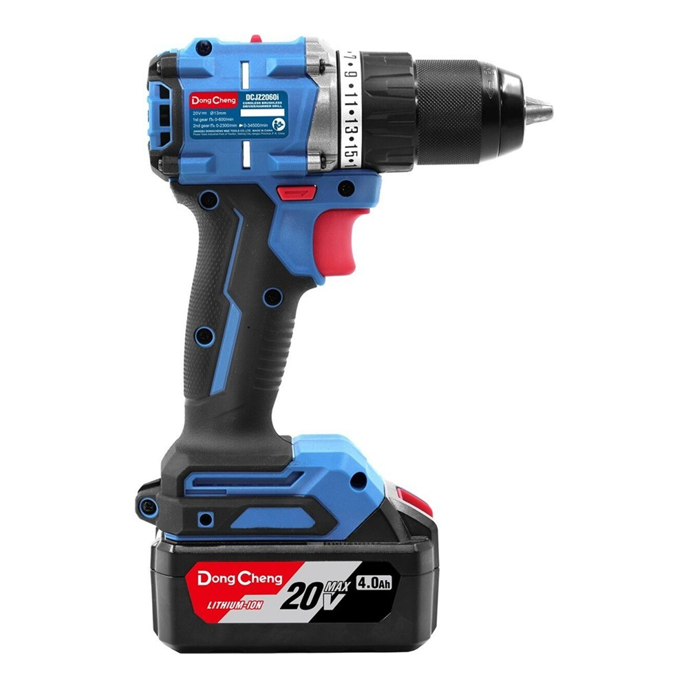 Аккумуляторная дрель-шуруповерт DongCheng DCJZ06-13 (TYPE EM), 20 В, 120 Нм, 2 АКБ, 4 Ач, З/У 4А