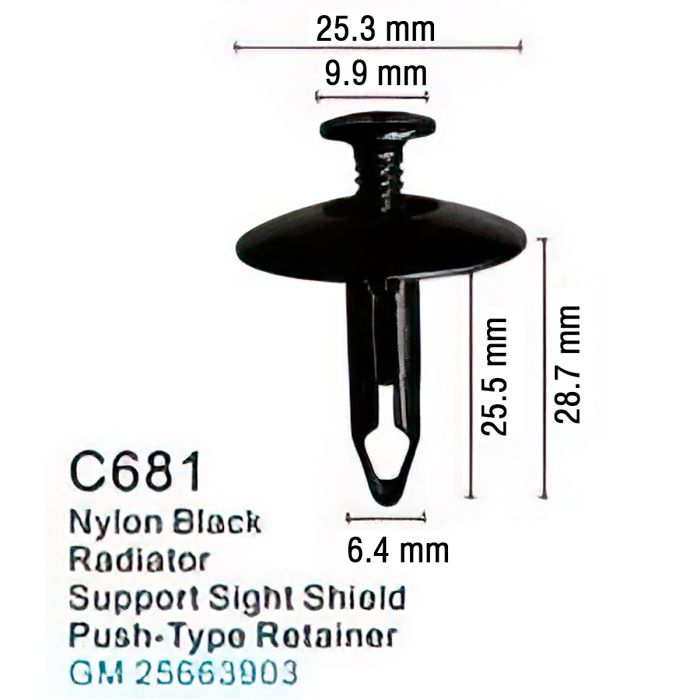 Клипса для крепления внутренней обшивки а/м GM пластиковая, 100 шт Forsage C0681(GM)
