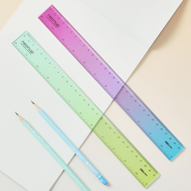 Линейка "Deli EH654", 30 см, прозрачный, ассорти градиент