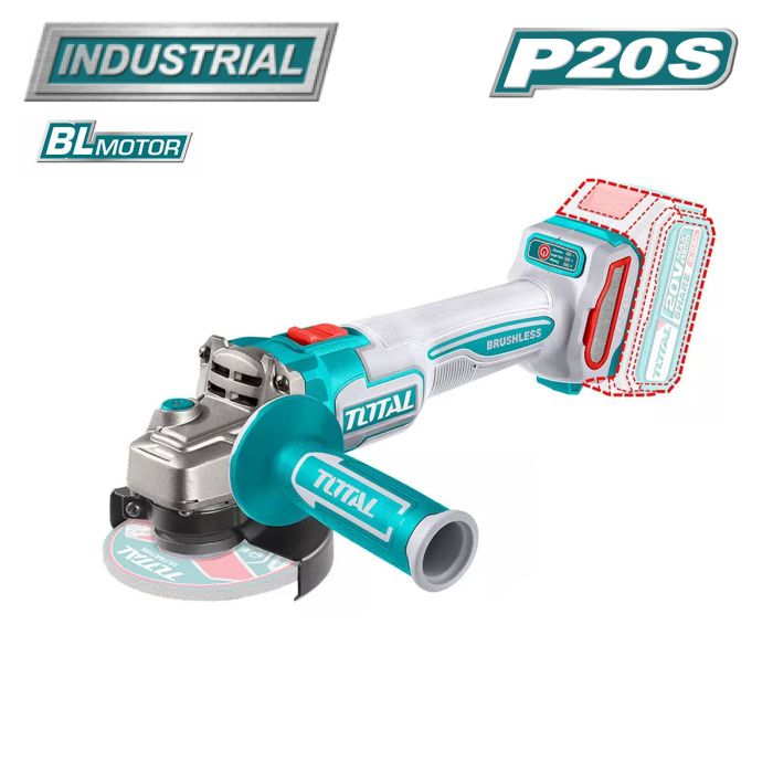 Аккумуляторная угловая шлифовальная машина - Болгарка 20В TOTAL (TAGLI21154)
