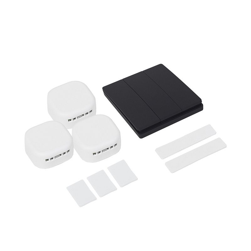 Выключатель кинетический, с реле, 3 клавиши, черный, с Wi-Fi, AKS 124625