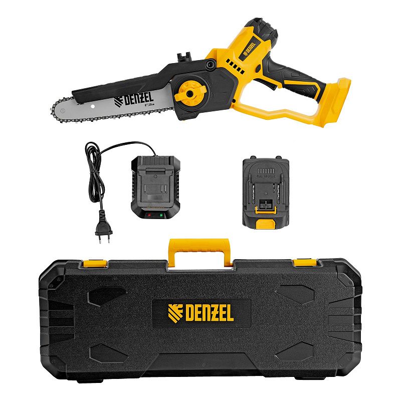 Цепная мини-пила аккумуляторная бесщет., СCS-200BL, шина 200 мм, Li-Ion, 20 В Denzel 58653