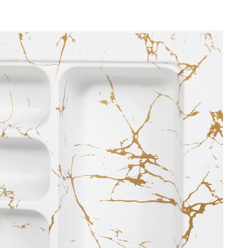 Лоток для столовых приборов 500 MARBLE 435*430, бело-золотой мрамор AKS 117561