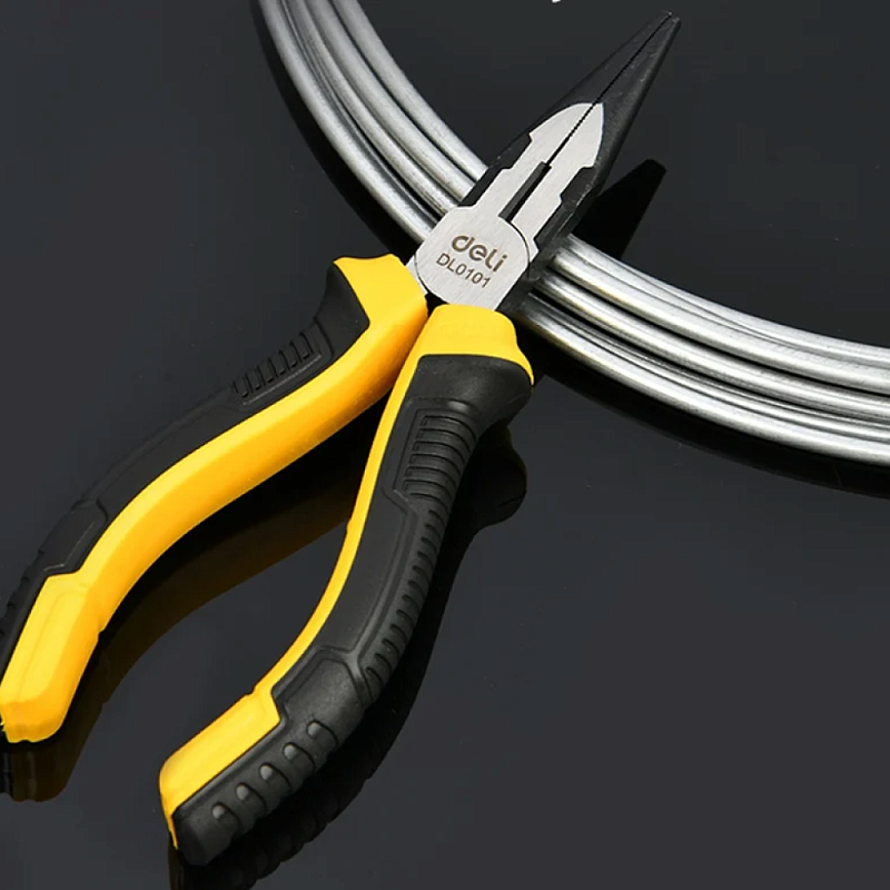 Длинногубцы Deli YS EDL0101, 160 мм, 2-х компонентные рукоятки