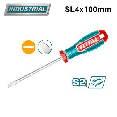 Отвертка шлицевая SL4 100 мм TOTALTSDSL4100