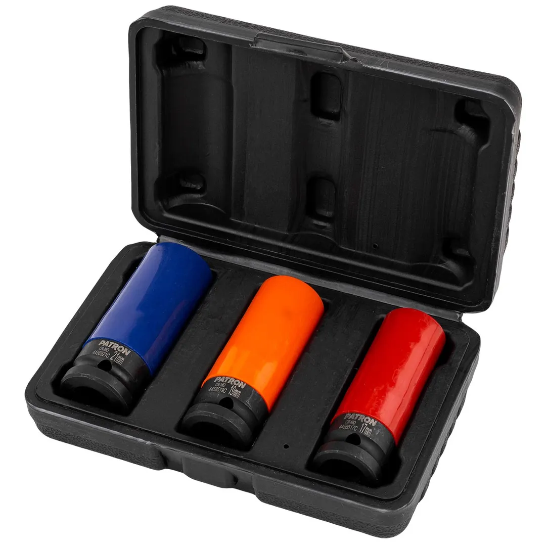 Набор ударных тонкостенных головок 17, 19, 21 мм 1/2'' 3 пр PATRON P-4032C