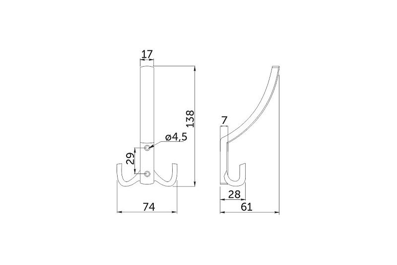 Крючок меб. трехрожковый мет. WP14 черный GRIDLI 116357