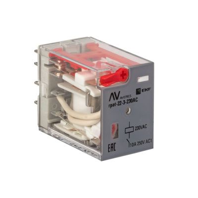 Реле промежуточное с кнопкой и мех, Индикацией RPAt 22/3 10A 230В AC EKF AVERES rpat-22-3-230AC