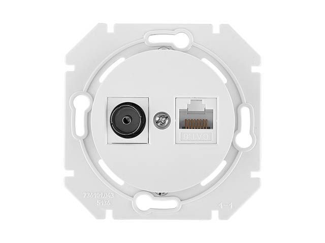 Розетка 2-ая комби компьютерная+телевизионная (скрытая) белая, Прованс, Bylectrica ТК-6351