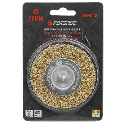 Кордщетка дисковая латунная для дрели 75 мм Forsage F-BFR003