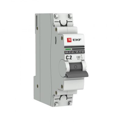 Автоматический выключатель 1P 2А (C) 4,5kA ВА 47-63 EKF PROxima mcb4763-1-02C-pro