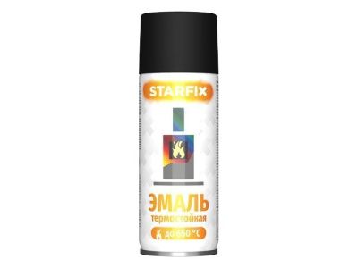 Краска-эмаль аэроз. термостойкая силиконовая черный Starfix 520мл SM-26804-1