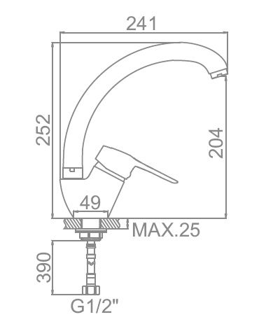 Смеситель для кухни, латунь, хром Ledeme L5904