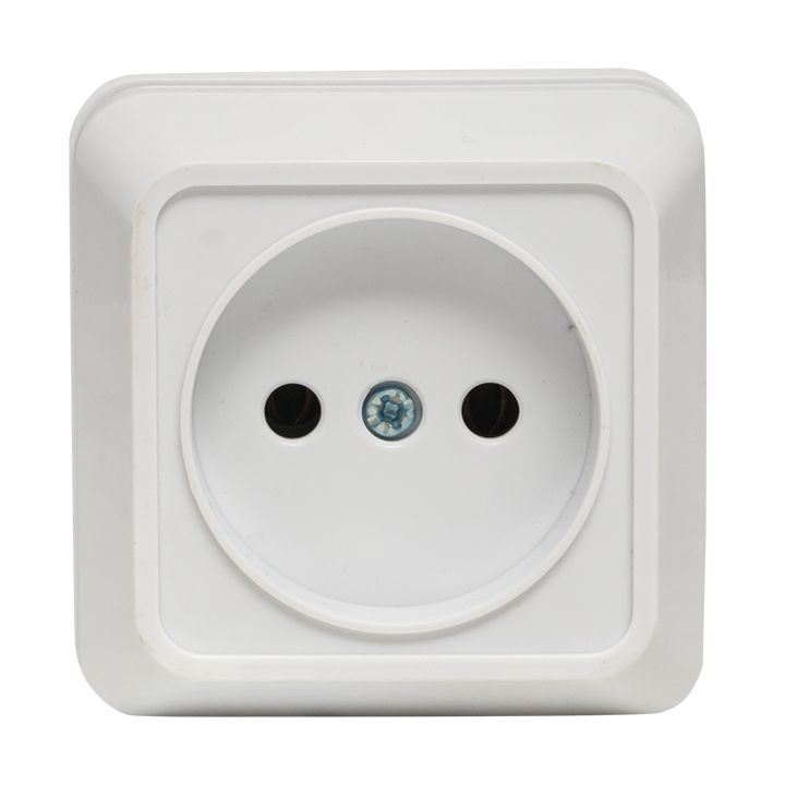 Рим Розетка 1-местная 10А без заземления белая EKF ENR10-022-10