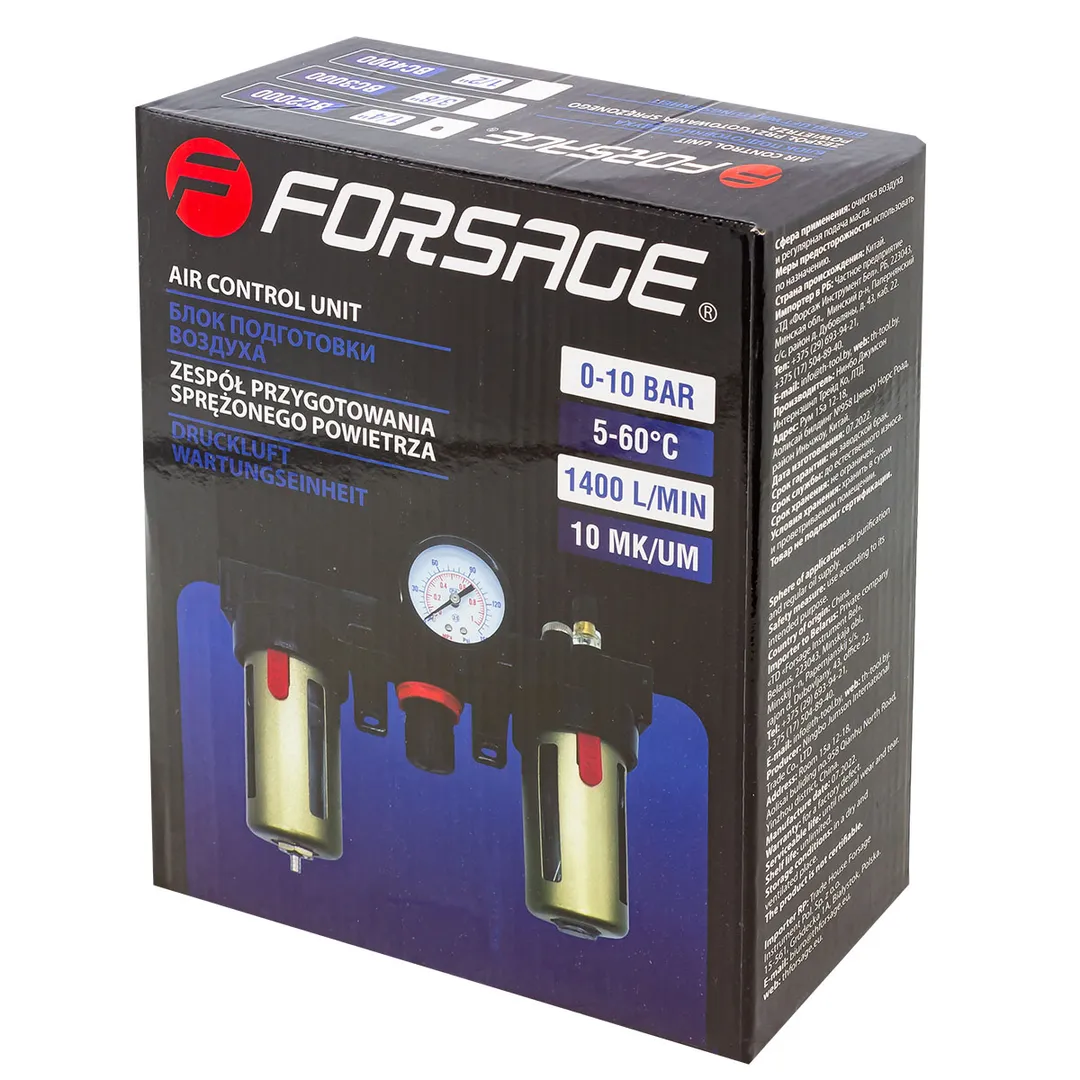 Блок подготовки воздуха, фильтр-регулятор + лубрикатор, 1/4" Forsage F-BC2000