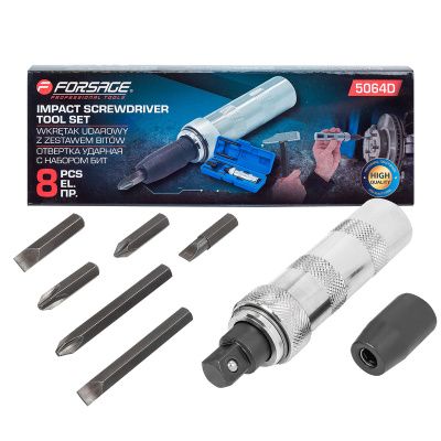 Отвертка ударная с набором бит, 8 пр. Forsage F-5064D