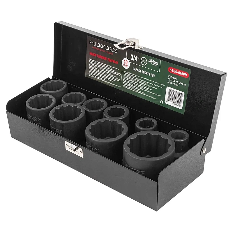 Набор головок ударных 3/4'' 10 пр 12-гр 17-46 мм RockForce RF-6109-9MPB
