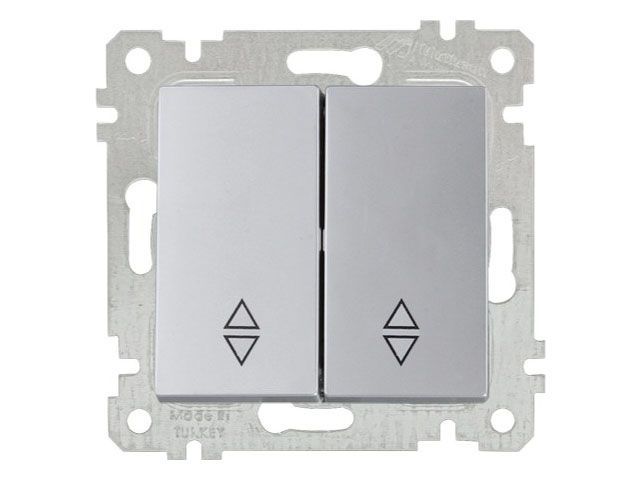 Выключатель проходной 2-клав., скрытый, без рамки, винт. зажим, серебро, RITA, 10 A, 250 V, IP 20, Mutlusan 22004040282